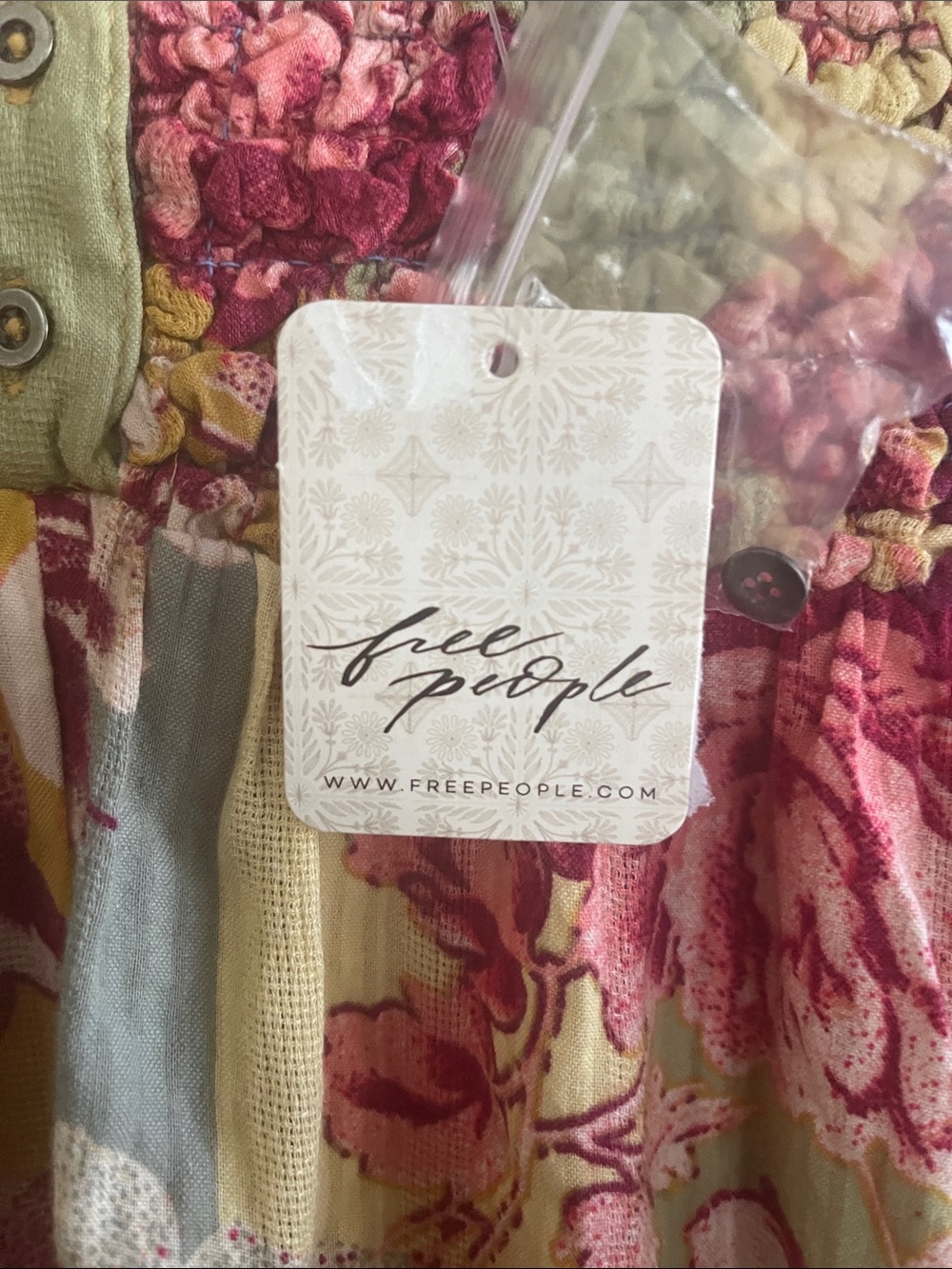 Free People Floral Smocked Wide-Leg Jumpsuit in Pink and Yellow - Picture 3 of 5